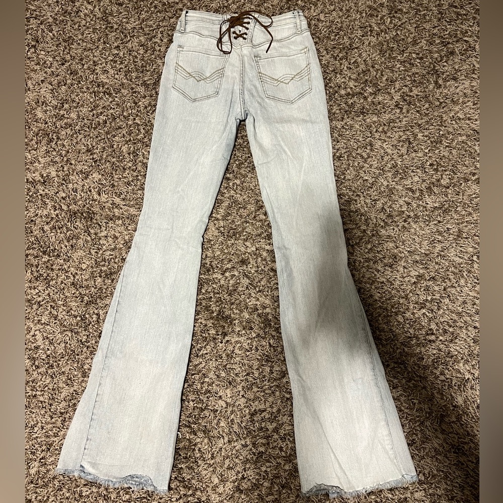 Cute light wash high rise idyllwind jeans with tie